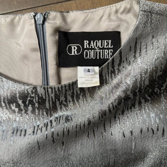 Raquel Couture Women's Size 4 Silver Metallic Dress Knee Length - Picture 6 of 6